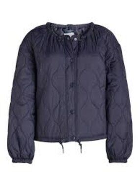 Free Assembly by Free People NAVY Quilted Snap Front Jacket Size Small
